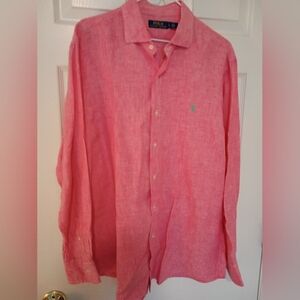 Polo by Ralph Lauren Men's Coral Pink Linen Shirt NWOT XL